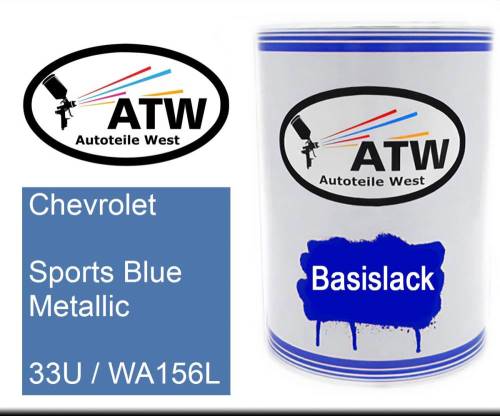 Chevrolet, Sports Blue Metallic, 33U / WA156L: 500ml Lackdose, von ATW Autoteile West.